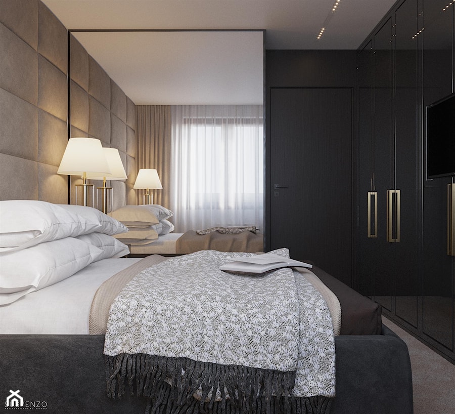 suspenzo_no.26 - Mała czarna szara sypialnia, styl nowoczesny - zdjęcie od suspenzo architectural group