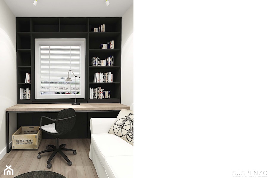suspenzo_no.10 - Małe z sofą białe biuro, styl industrialny - zdjęcie od suspenzo architectural group