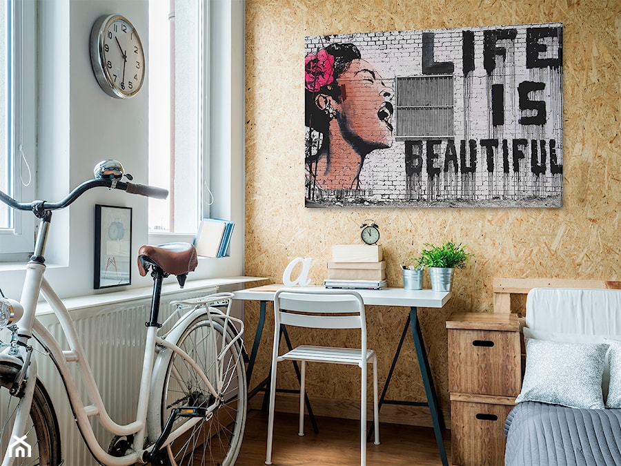 BANKSY - LIFE IS BEAUTIFUL - NOWOCZESNY OBRAZ NA PŁÓTNIE - 120X80 CM - zdjęcie od VAKU-DSGN