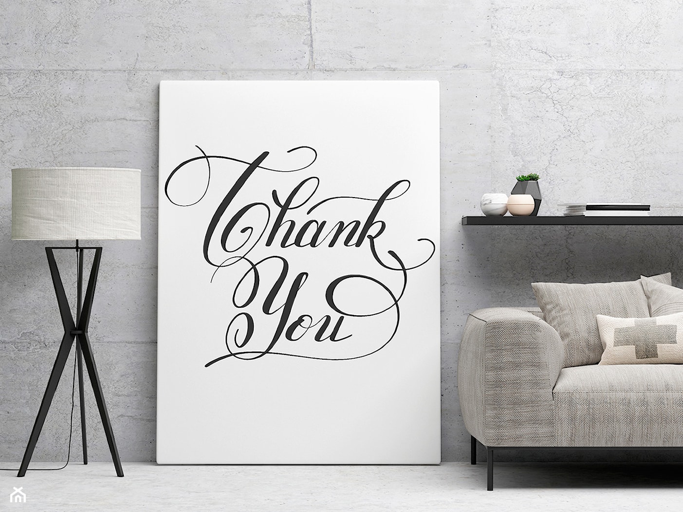 Thank you - obraz z napisem do salonu - zdjęcie od VAKU-DSGN - Homebook