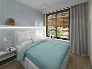 Mieszkanie na Bernardyńskiej w Warszawie - Średnia niebieska sypialnia, styl nowoczesny - zdjęcie od Mondo Studio ARCHITEKCI WNĘTRZ