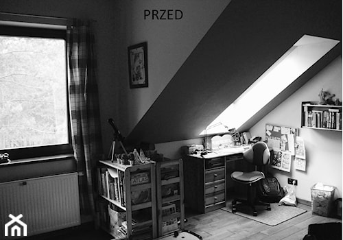 pokój Filipa - Mały czarny szary pokój dziecka dla nastolatka dla chłopca dla dziewczynki, styl nowoczesny - zdjęcie od Pracownia Wielkie Rzeczy