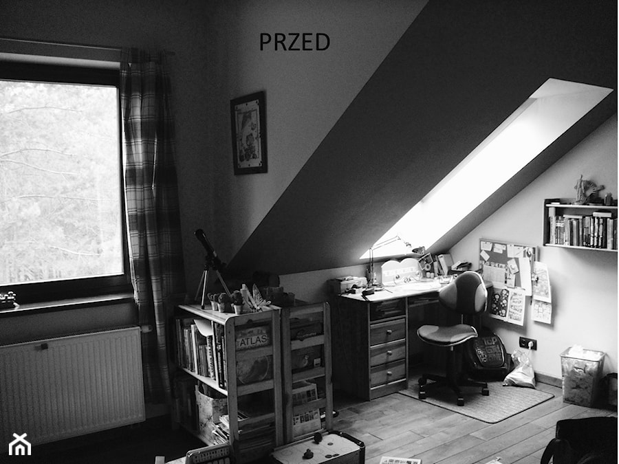 pokój Filipa - Mały czarny szary pokój dziecka dla nastolatka dla chłopca dla dziewczynki, styl nowoczesny - zdjęcie od Pracownia Wielkie Rzeczy