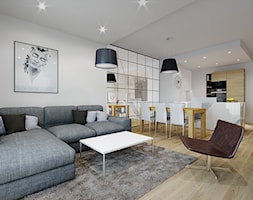mieszkanie 80m2 - Średni biały salon z kuchnią z jadalnią, styl nowoczesny - zdjęcie od Pracownia Wielkie Rzeczy - Homebook