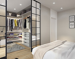 mieszkanie 80m2 - Duża szara z biurkiem sypialnia, styl nowoczesny - zdjęcie od Pracownia Wielkie Rzeczy - Homebook