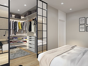 mieszkanie 80m2 - Duża szara z biurkiem sypialnia, styl nowoczesny - zdjęcie od Pracownia Wielkie Rzeczy