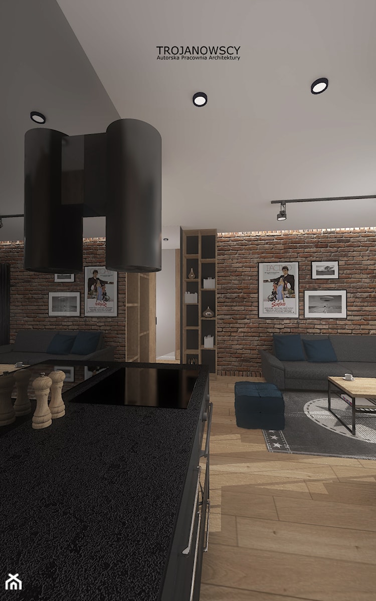 Mieszkanie w Warszawie - Średnia z salonem czarna kuchnia jednorzędowa, styl nowoczesny - zdjęcie od APA TROJANOWSCY
