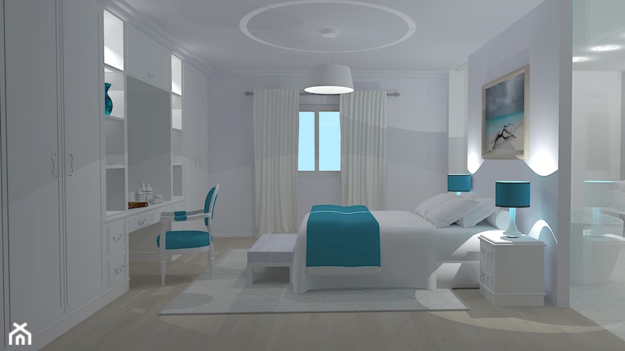 Łazienka z sypialnią - Sypialnia, styl tradycyjny - zdjęcie od FlamingProjekt