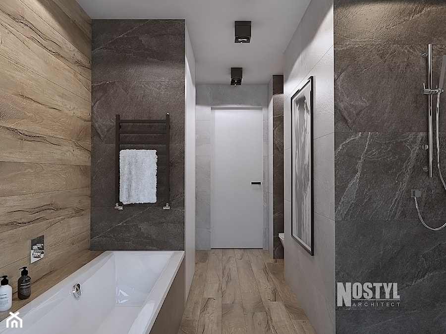 INTERIOR [ 01 ] 2019 - Średnia bez okna z punktowym oświetleniem łazienka, styl nowoczesny - zdjęcie od Manufaktura Projektów