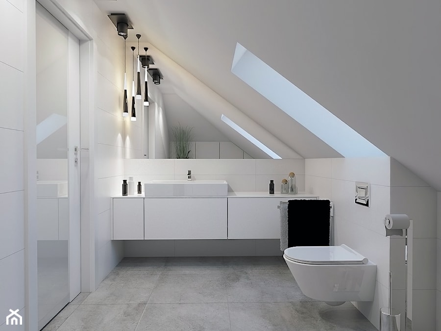 BATHROOM I 4 I 2018 - Średnia na poddaszu z punktowym oświetleniem łazienka, styl minimalistyczny - zdjęcie od Manufaktura Projektów