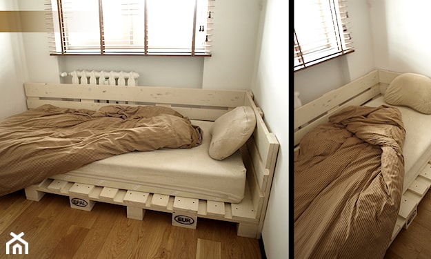 łóżko z palet z oparciem
