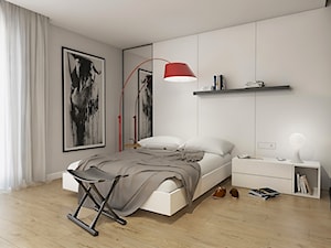INTERIOR I 1 I 2018 - Duża biała szara sypialnia, styl nowoczesny - zdjęcie od Manufaktura Projektów