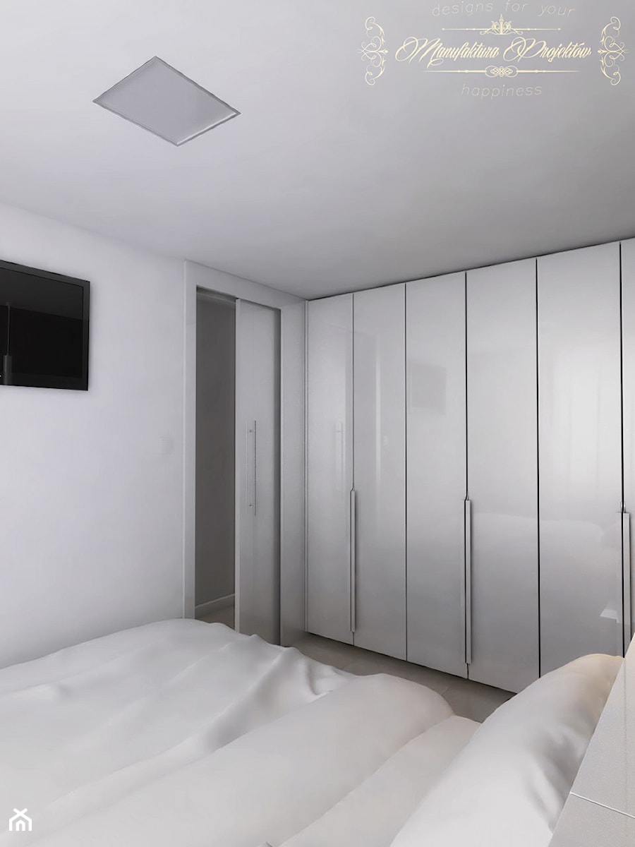 Mały Apartament - Średnia biała sypialnia, styl nowoczesny - zdjęcie od Manufaktura Projektów