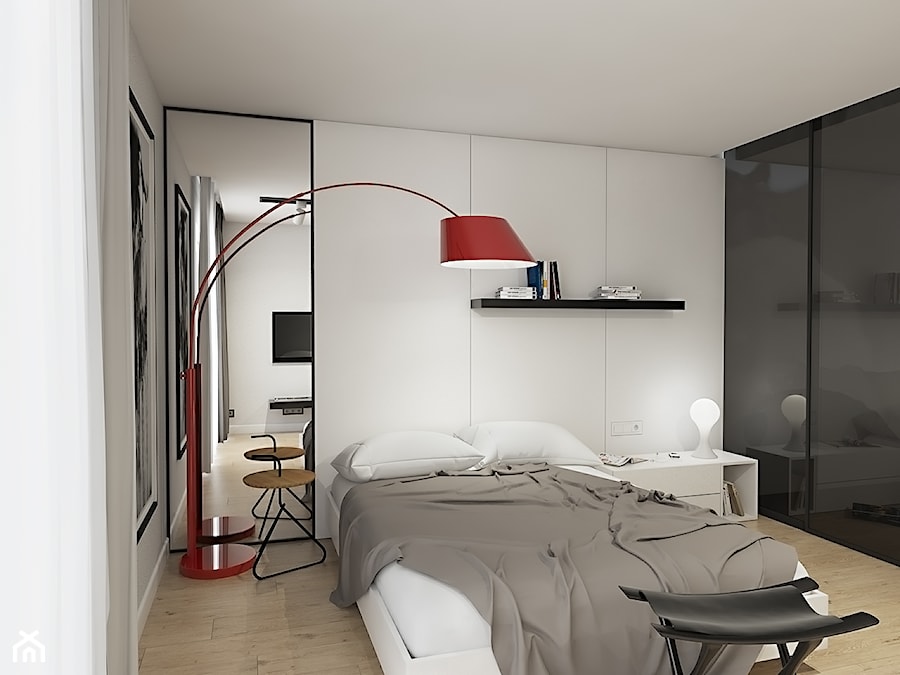 INTERIOR I 1 I 2018 - Średnia biała sypialnia, styl nowoczesny - zdjęcie od Manufaktura Projektów