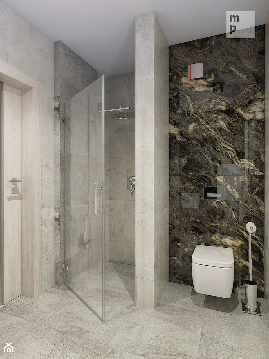 INTERIOR | bathroom stone titanio - Średnia bez okna łazienka, styl nowoczesny - zdjęcie od Manufaktura Projektów
