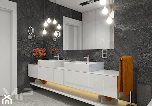 INTERIOR | Dom w Rudach - Średnia z dwoma umywalkami łazienka, styl nowoczesny - zdjęcie od Manufaktura Projektów
