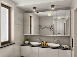 INTERIOR | bathroom hexagon - Średnia z dwoma umywalkami łazienka z oknem, styl nowoczesny - zdjęcie od Manufaktura Projektów
