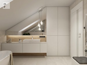 INTERIOR | Łazienka 04 - Średnia na poddaszu jako pokój kąpielowy łazienka z oknem, styl nowoczesny - zdjęcie od Manufaktura Projektów