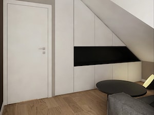 INTERIOR | Dom w Żorach - Średnia biała szara sypialnia na poddaszu z garderobą, styl nowoczesny - zdjęcie od Manufaktura Projektów