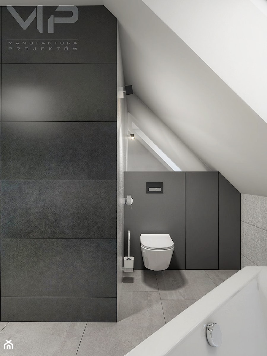 INTERIOR | Dom w Rudach - Mała na poddaszu łazienka z oknem, styl nowoczesny - zdjęcie od Manufaktura Projektów