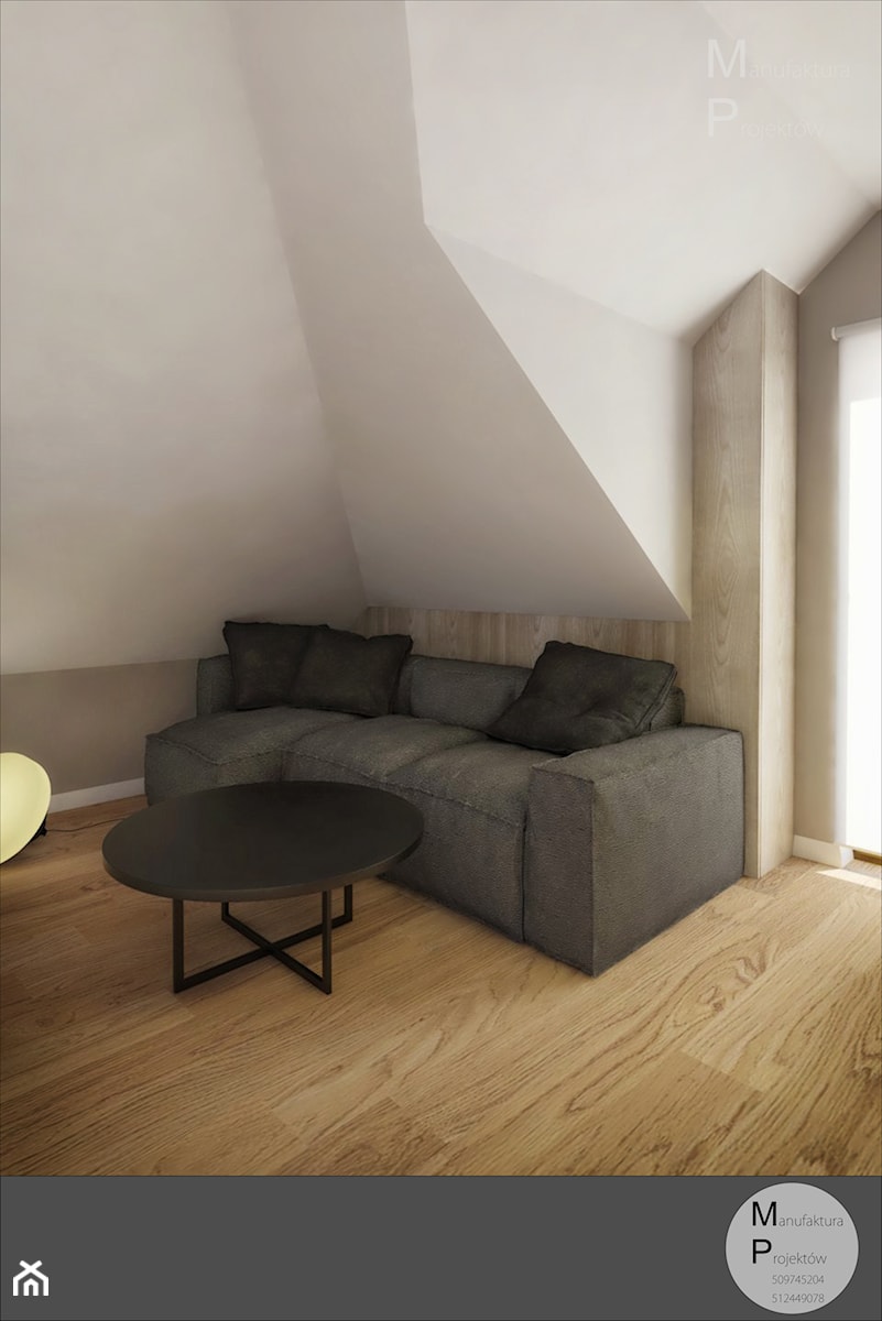 INTERIOR | Dom w Żorach - Małe z sofą białe biuro, styl nowoczesny - zdjęcie od Manufaktura Projektów