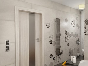 INTERIOR | bathroom hexagon - Średnia na poddaszu bez okna łazienka, styl nowoczesny - zdjęcie od Manufaktura Projektów