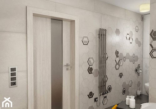 INTERIOR | bathroom hexagon - Średnia na poddaszu bez okna łazienka, styl nowoczesny - zdjęcie od Manufaktura Projektów