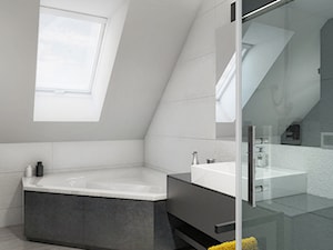 INTERIOR | Dom w Rudach - Średnia na poddaszu z lustrem łazienka z oknem, styl nowoczesny - zdjęcie od Manufaktura Projektów