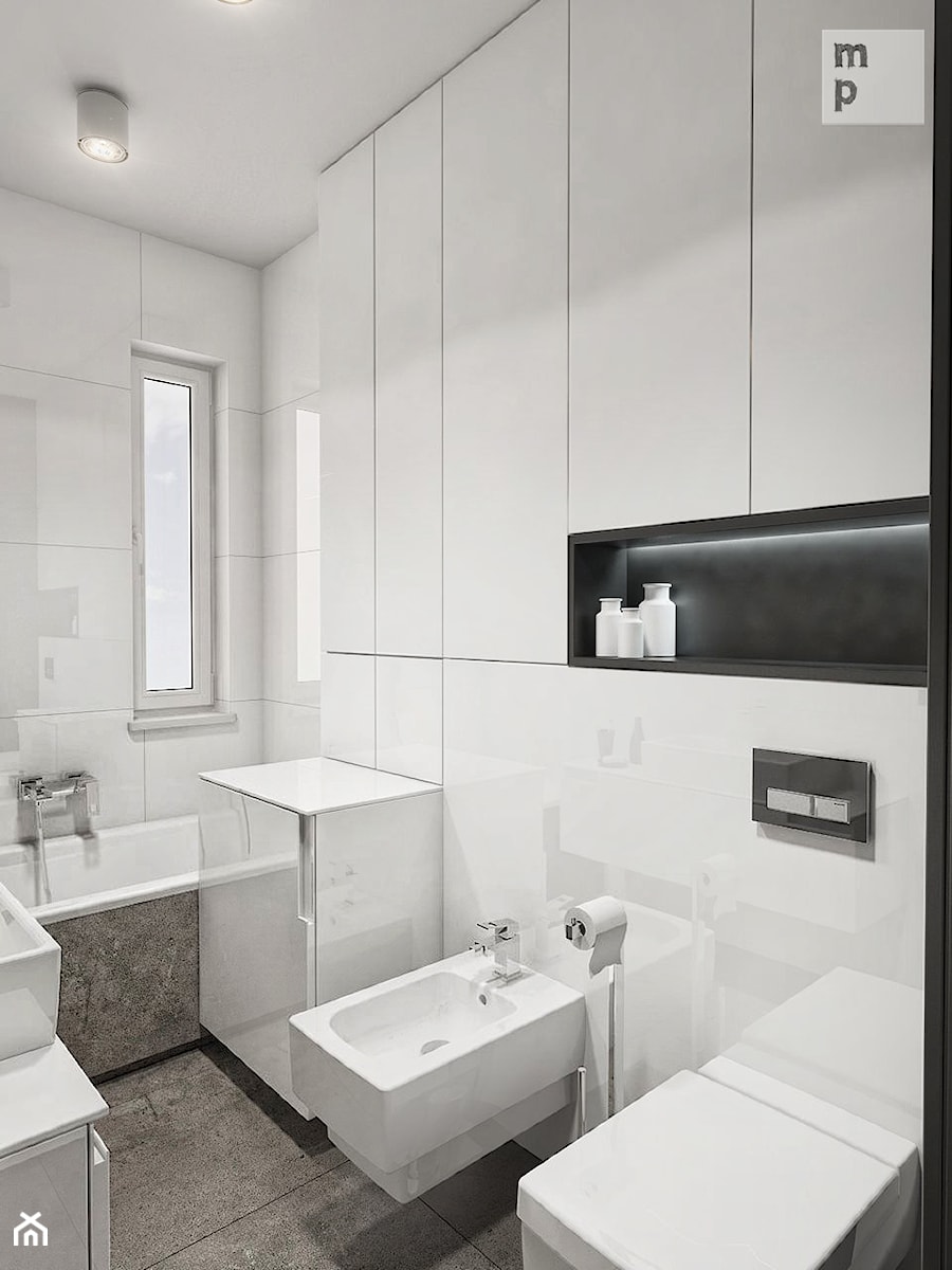 INTERIOR | Mieszkanie - Warszawa 02 - Mała łazienka z oknem, styl nowoczesny - zdjęcie od Manufaktura Projektów