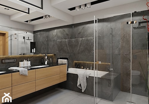BATHROOM I 5 I 2018 - Średnia bez okna z dwoma umywalkami z punktowym oświetleniem łazienka, styl nowoczesny - zdjęcie od Manufaktura Projektów