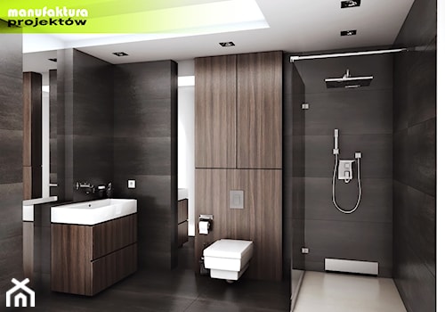 Drewno w łazienkach - Średnia na poddaszu bez okna łazienka, styl nowoczesny - zdjęcie od Manufaktura Projektów