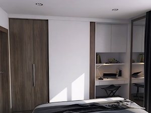 Mieszkanie singla - Mała biała z biurkiem sypialnia, styl nowoczesny - zdjęcie od Manufaktura Projektów