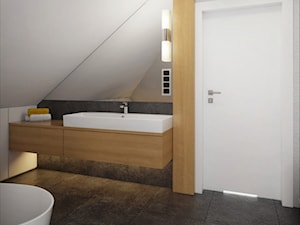 INTERIOR | Dom w Żorach - Średnia na poddaszu z punktowym oświetleniem łazienka, styl nowoczesny - zdjęcie od Manufaktura Projektów