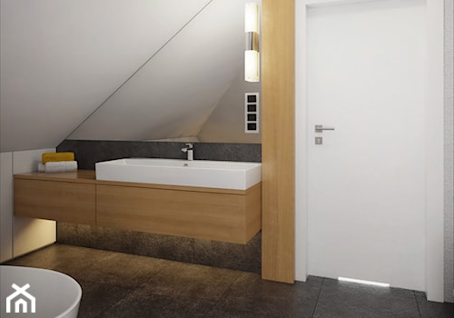 INTERIOR | Dom w Żorach - Średnia na poddaszu z punktowym oświetleniem łazienka, styl nowoczesny - zdjęcie od Manufaktura Projektów