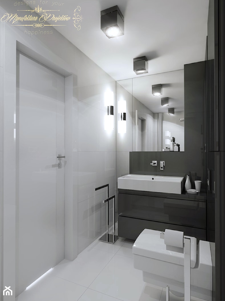Mały Apartament - Mała z punktowym oświetleniem łazienka, styl nowoczesny - zdjęcie od Manufaktura Projektów - Homebook