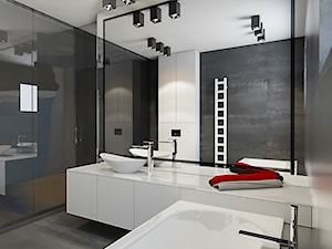 INTERIOR I 1 I 2018 - Średnia z lustrem z punktowym oświetleniem łazienka z oknem, styl nowoczesny - zdjęcie od Manufaktura Projektów