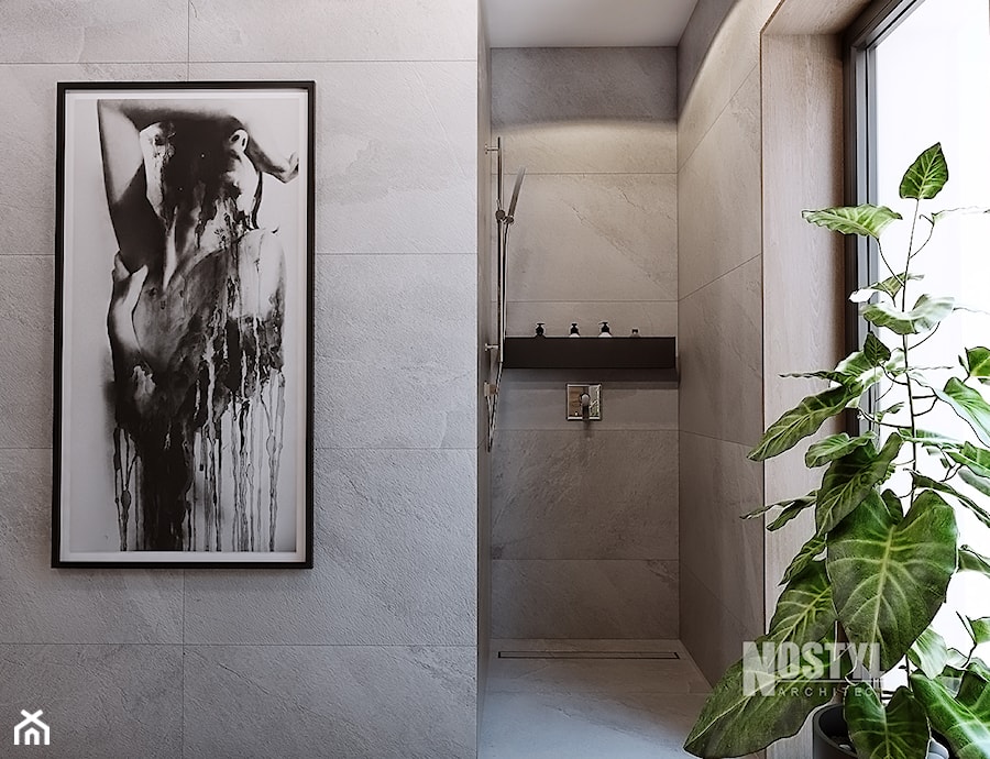 INTERIOR [ 01 ] 2019 - Mała z marmurową podłogą łazienka z oknem, styl nowoczesny - zdjęcie od Manufaktura Projektów