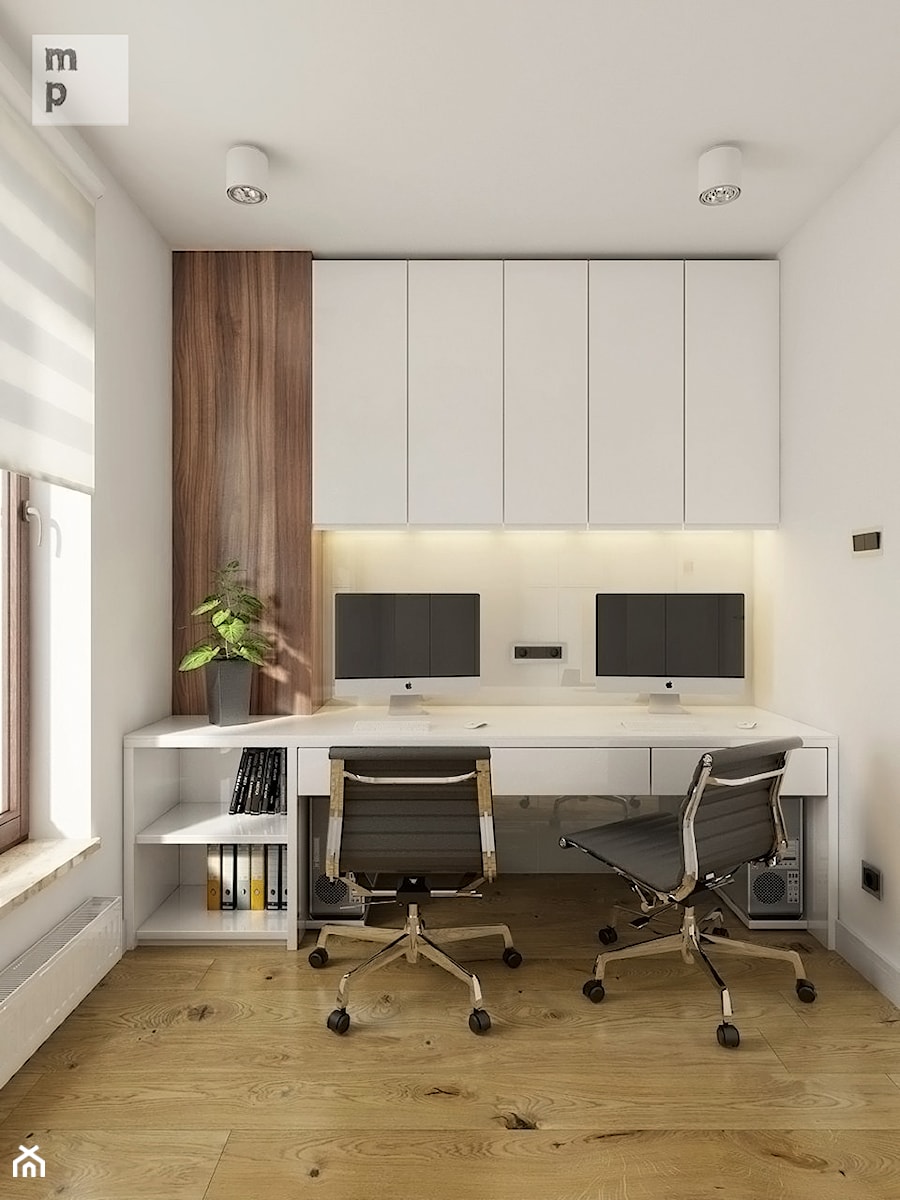 INTERIOR | Mieszkanie - Warszawa - Małe w osobnym pomieszczeniu białe biuro, styl nowoczesny - zdjęcie od Manufaktura Projektów