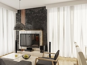 INTERIOR | Mieszkanie - Warszawa - Mały czarny salon z jadalnią, styl nowoczesny - zdjęcie od Manufaktura Projektów