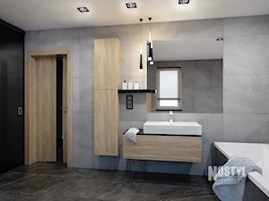 INTERIOR I 04 I 2018 - Średnia bez okna z lustrem z marmurową podłogą z punktowym oświetleniem łazienka, styl nowoczesny - zdjęcie od Manufaktura Projektów