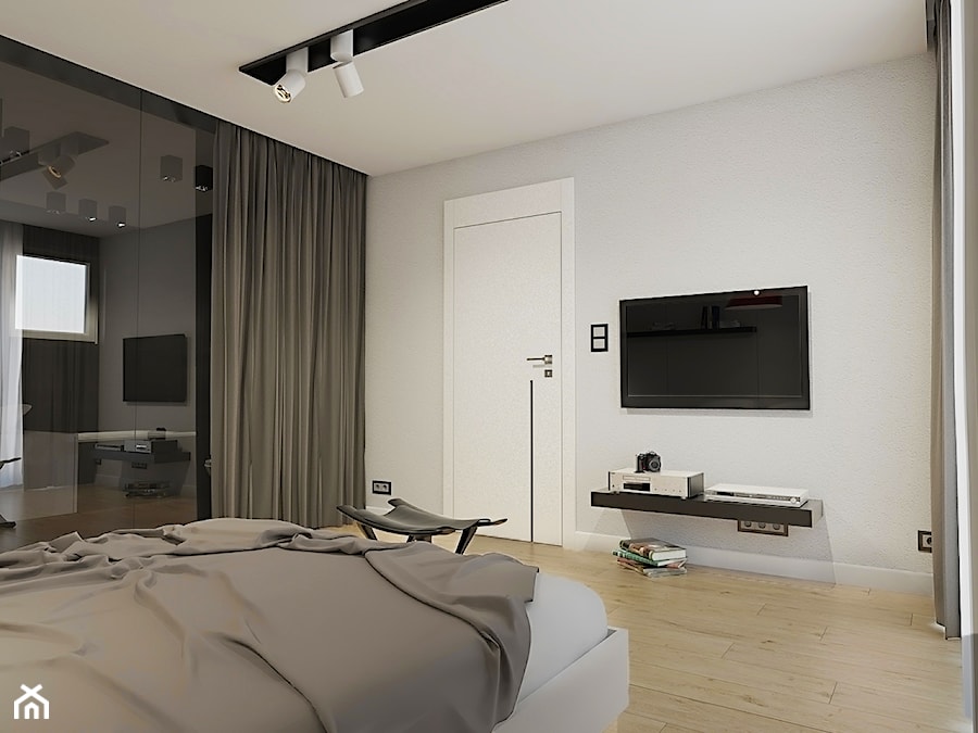INTERIOR I 1 I 2018 - Duża biała sypialnia z garderobą, styl nowoczesny - zdjęcie od Manufaktura Projektów