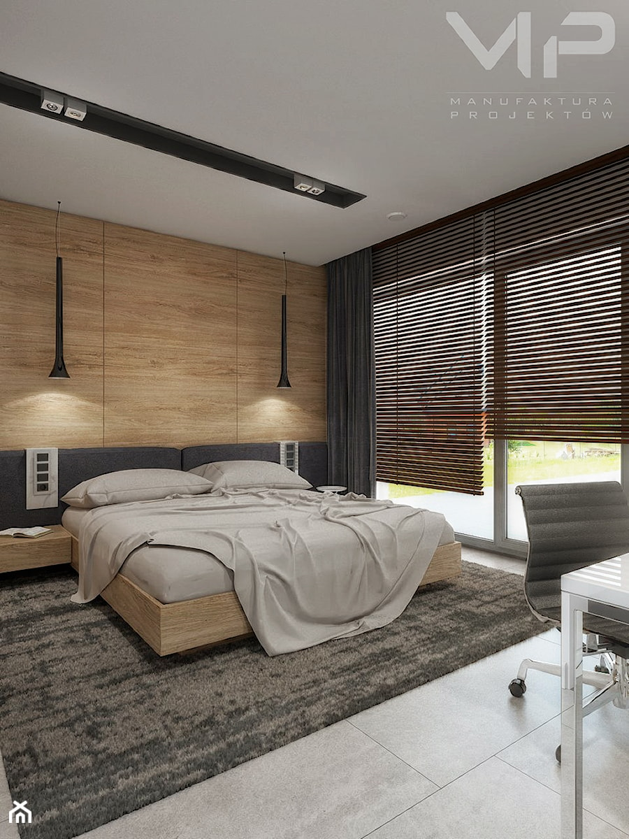 INTERIOR | Dom w Rudach - Średnia sypialnia z balkonem / tarasem, styl nowoczesny - zdjęcie od Manufaktura Projektów