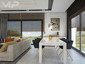 INTERIOR | Dom w Rudach - Duża biała jadalnia w salonie, styl nowoczesny - zdjęcie od Manufaktura Projektów
