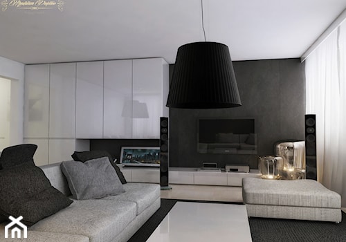 Mały Apartament - Średni biały szary salon, styl nowoczesny - zdjęcie od Manufaktura Projektów