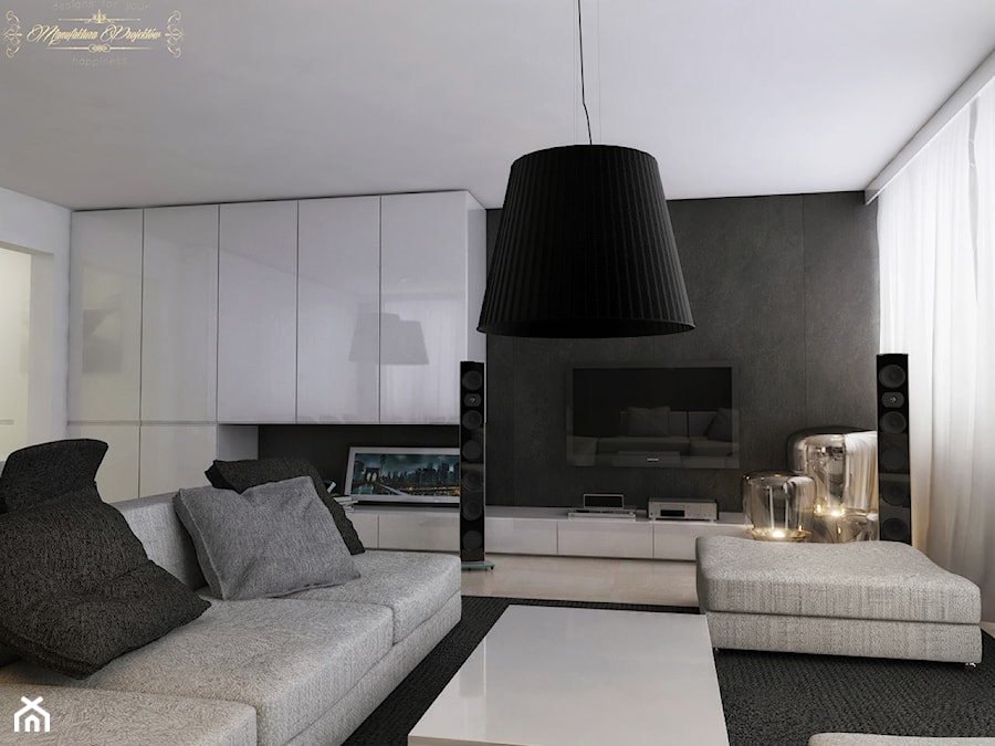 Mały Apartament - Średni biały szary salon, styl nowoczesny - zdjęcie od Manufaktura Projektów