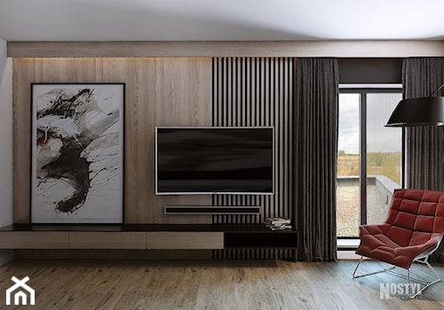INTERIOR [ 01 ] 2019 - Duża czarna sypialnia z balkonem / tarasem, styl nowoczesny - zdjęcie od Manufaktura Projektów