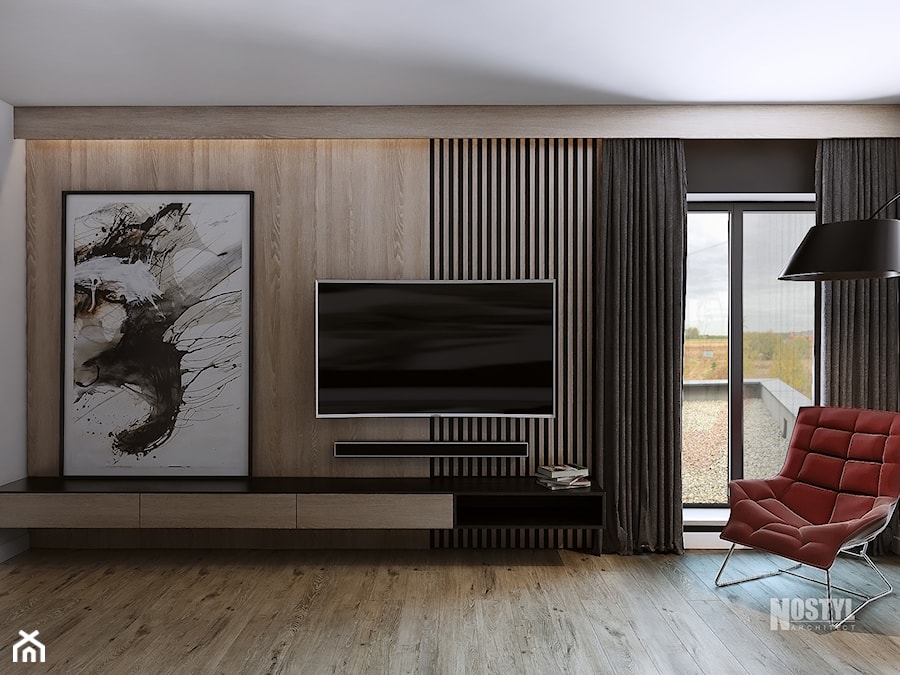 INTERIOR [ 01 ] 2019 - Duża czarna sypialnia z balkonem / tarasem, styl nowoczesny - zdjęcie od Manufaktura Projektów