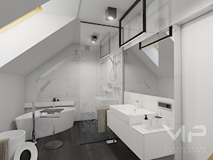INTERIOR | Dom w Wodzisławiu Śląskim - Średnia na poddaszu łazienka z oknem, styl nowoczesny - zdjęcie od Manufaktura Projektów