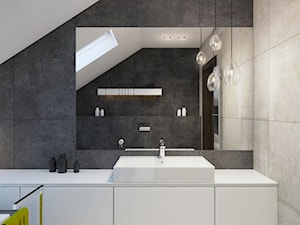 INTERIOR | Poddasze - Mała na poddaszu z punktowym oświetleniem łazienka z oknem, styl nowoczesny - zdjęcie od Manufaktura Projektów