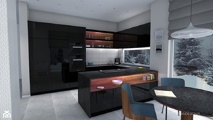 Kuchnia w czarnym połysku - zdjęcie od Milan design